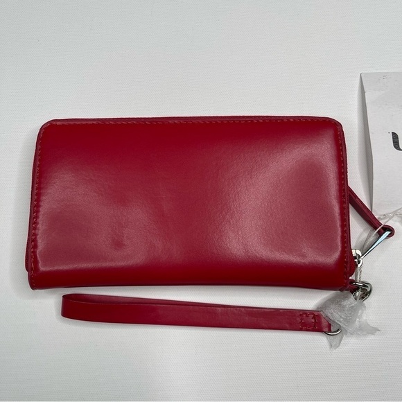 Jennifer Moore Wristlet Clutch Bag Wallet Purse Berry Red Vegan Leather New - Picture 4 of 12